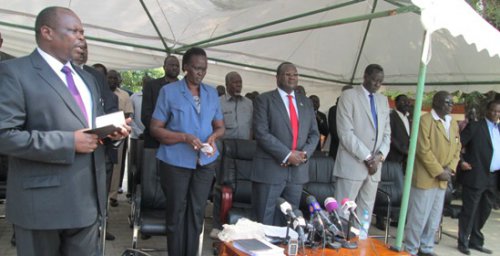 The SPLM senior leaders at the SPLM Press Conference on Dec 6th, 2013(photo: File|Nyamilepedia)