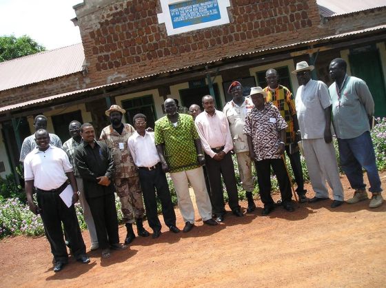 Former chairman of SPLM, Dr. John Garang, with Salva Kiir, Dr. Riek Machar, SG Pagan Amum and SPLM leaders(photo: Dong Luak)
