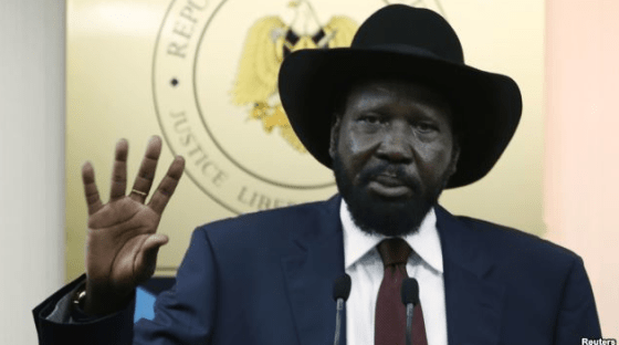 South Sudan's President Salva Kiir gestures during a news conference in Juba, Dec. 18, 2013. (photo: Reuters)