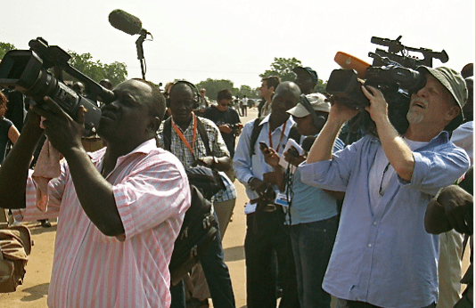 Local and foreign journalists covering the declaration of South Sudan’s independence on July 9, 2011. (Photo credits: The Niles | Akim Mugisa)