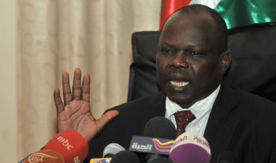 South Sudan’s former negotiator Pagan Amum speaks during a press conference in Khartoum on December 2, 2012. (Photo: EBRAHIM HAMID/AFP/Getty Images)