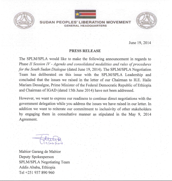 SPLA Press Release June 19th