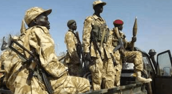 Soldiers from the South Sudanese army (SPLA) soldiers at Jonglei’s Bor airport in after they re-captured the town from rebel forces in January 2014 (AFP)
