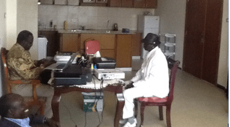 South Sudan Musician (Dina Maruach) visits Dr. Machar on July 30, 2014 in Addis Ababa Ethiopia ...