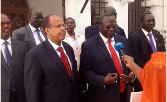 South Sudan's rebel delegation, led by the former vice president, met the Djiboutian president, Ismail Omar Guelleh, at the State Palace in Djibouti, on Sunday (photo: supplied)