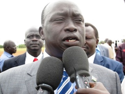 Husein Mar Nyuot addressing the Press in Jonglei last year December 2013
