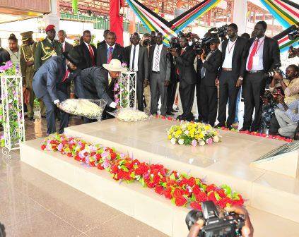The only foreign president who attend the least attended 3rd independent celebration in Juba(Photo: shared by Museveni)