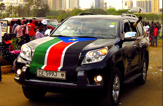 A land_cruised South Sudanese driving on the streets of Nairobi(Toyota Land Cruiser Prado. Picture by Kohsah)