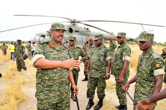 UPDF Commander Operation, Kalongero Muhanga and UPDF Spokesman Paddy Ankunda at Bor Early 2014