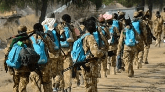 South Sudan army walked away with school children "back to school" bags in January near Mathiang(Photo: supplied)
