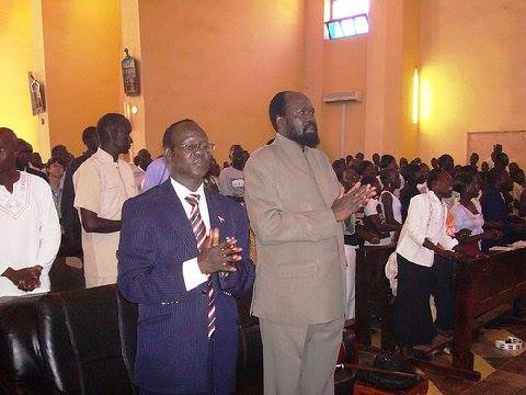 Salva Kiir and Wani Igga at Kator Church in Juba(Photo: via Radio Tamazuj)