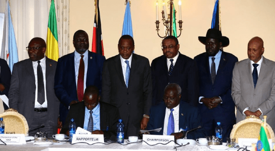 The IGAD heads of state observing the chief negotiators recommitting to January and May CoH agreements(Photo: file)