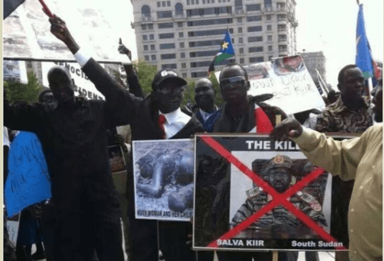 Thousand of South Sudanese protesting the invitation of Salva Kiir to White House(Photo: Nyamilepedia)