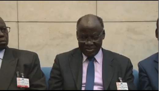 Lam Akol responding to accusation from members of opposition parties(Photo: Oyet Patric)