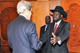 President Kiir and US Secretary of State early 2014 State House Juba