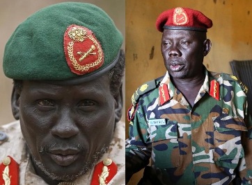 General Peter Gatdet on the left and Gen Marial Chinuong on the right