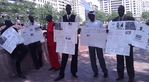 South Sudanese protesting in Washington on July 8, 2014(Photo: Nyamilepedia)