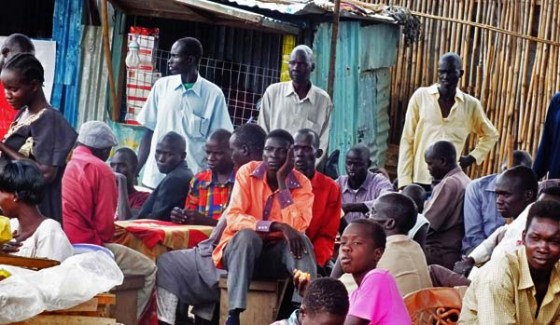 A group of unemployed youth during a recent meeting in Juba. [Photo: Via Gurtong]