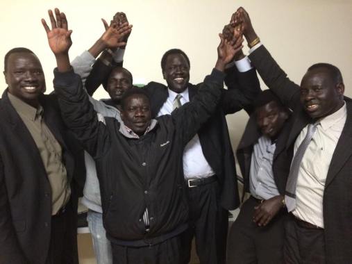 Ezekiel Lol Gatkuoth and SPLM/SPLA-IO members of Australian chapters during the tour in Australia(Photo: nyamilepedia)