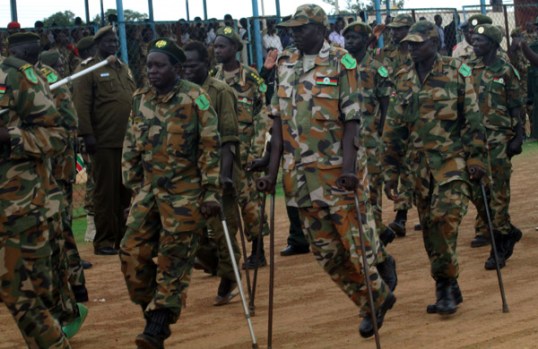 Wounded Heroes during the marching for 30th May anniversary in Wau.