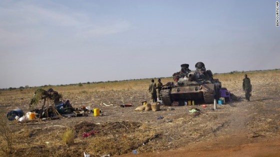 South Sudanese anti-government soldiers man a tank near Malakal, South Sudan (Photo: via CNN)