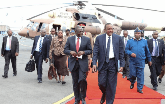 Kenyan president, Uhuru Kenyatta, alight from the presidential jet(Photo: Uhuru's profiles)