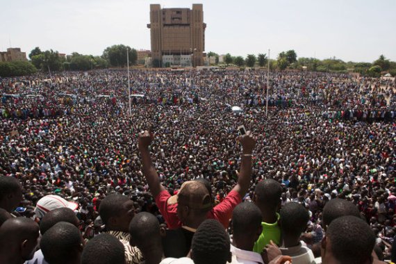  Protesters filled the streets of Ouagadougou in mass demonstrations against the president’s attempt to change the Constitution. (Photo credit: Joe Penney/Reuters)