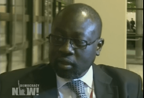 Chief of G-77, Ambassador Lumumba addressing climate change in Copenhagen(Photo: Democracy Now)