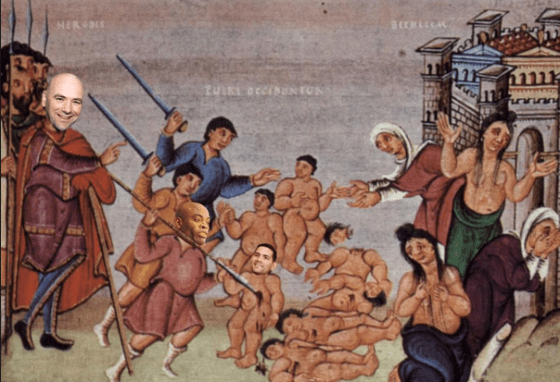 In attempt to kill baby Jesus, King Herod massacred the innocent(Rough first draft. Adding Fedor/Vitor/Bones/July 6th/more meanings to this next )