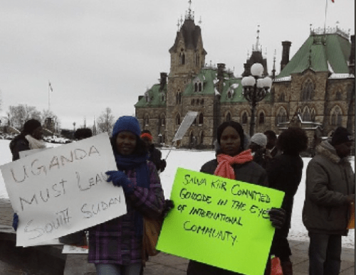 South Sudanese peace protest outside Canada’s National Parliament at Parliament Hill, Ottawa, Canada(Photo: supplied)