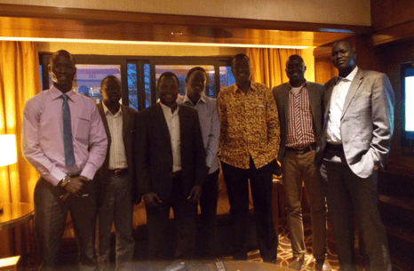 South Sudanese Students in Kenya took a gruop photo with Minister of Higher Education Dr John Gai 2014