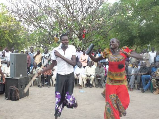 Women dancing in celebration for the release of Isaiah Chol Aruai and two other officials after landing in Opposition controlled territory with prior permision(Photo: supplied/Nyamilepedia)