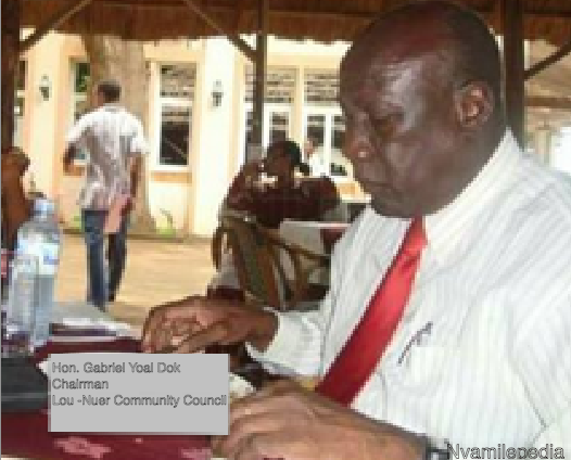 Gabriel Yoal Dok, the Chairperson of Lou-Nuer Council(Photo credits: Nyamilepedia/G.A.K)
