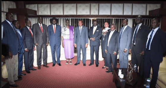 President Salva Kiir Mayardit meet  G11 at KICC, Nairobi, Kenya in a meeting Chaired by the Kenyan President, Uhuru Kenyatta(Photo credits: State House/Kenyatta)