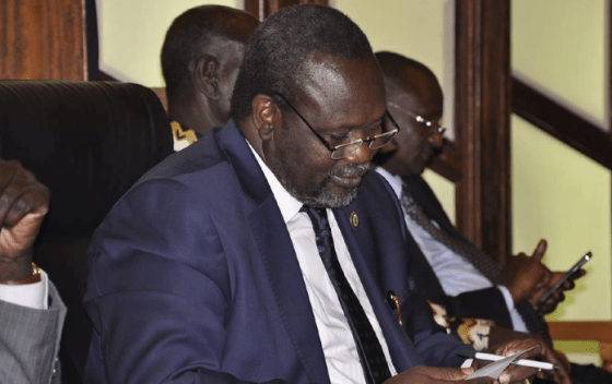 Dr. Riek Machar Teny at Safari Park Hotel's briefing in Nairobi(Photo: Nyamilepedia)