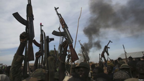 SPLA soldiers celebrating the captured of Malakal 2014