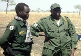 David Yau Yau with his forces standing in a bushes of Pibor/Nyamilepedia