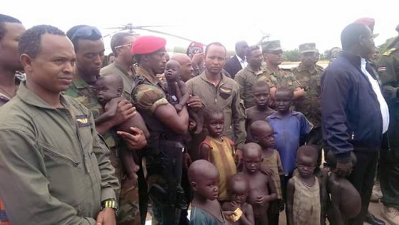 Gambella Regional President H.E. Mr. Gatluak Tut Khot welcoming the released children in Gamebella, Ethiopia(Photo credits: UU Dialy)