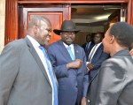 President Salva Kiir Mayardit and Dr. Riek Machar posed for a group picture during F2F Meeting in Juba.