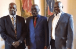 SSOMA officials, Gen. Thomas Cirilo, Gen. Paul Malong Awan and Cde. Pagan Amum Okiech posting for a picture before their current crises began(Photo credit: supplied/Nyamilepedia)